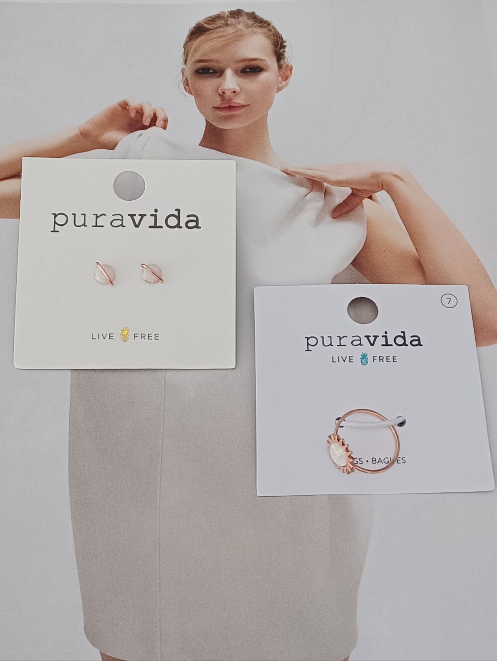 Pura Vida Rose Gold Stud Opal Earrings&Ring Set ⛱️💫 NWT